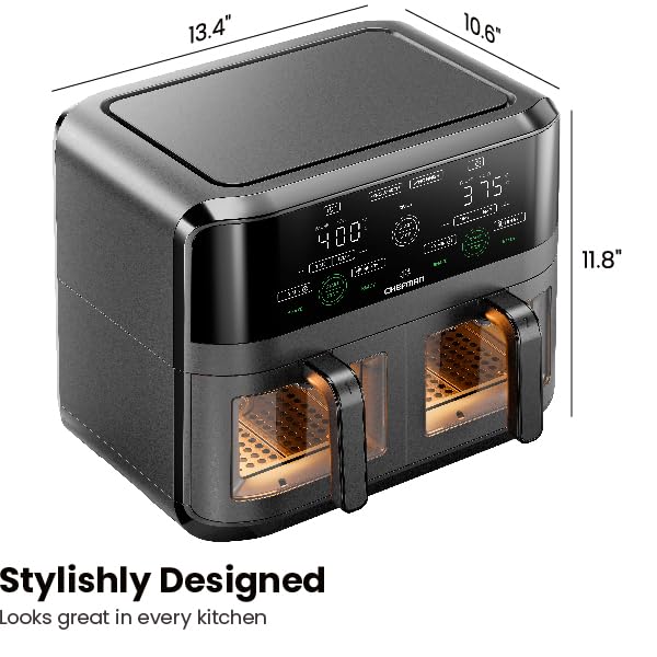 6 Quart Dual Basket Air Fryer Oven with Easy View Windows