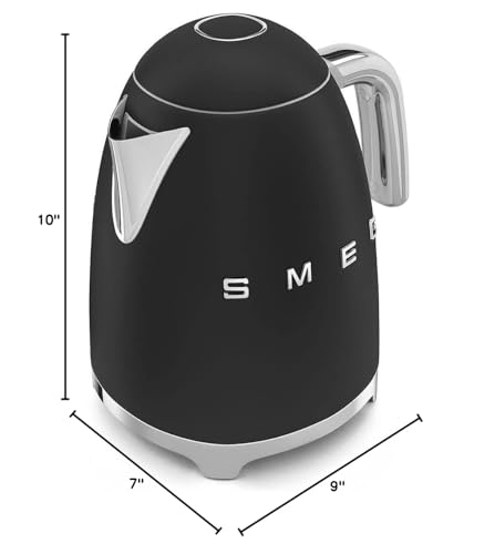 50's Retro Style Electric Water Kettle with Automatic Shutoff Matte Black