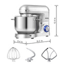 Stand Mixer,6.5-QT 660W 6-Speed Tilt-Head Food Mixer, Kitchen Electric Mixer with Dough Hook, Wire Whip & Beater (6.5QT, Silver)