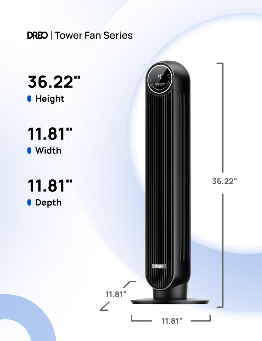 28dB Silent Tower Fan, 25ft/s Velocity Electric Cooling Fan