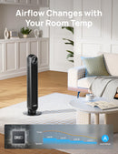 28dB Silent Tower Fan, 25ft/s Velocity Electric Cooling Fan